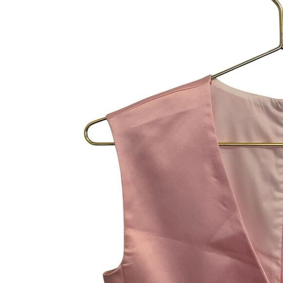 Zara Pink Satin Effect Mini Dress Size MED V Neck Sleeveless NWOT - Picture 4 of 8